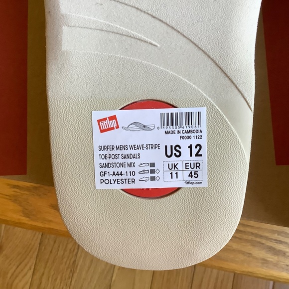 Fitflop Surfer Weave Striped Men’s Toe-Post Sandal Sandstone - Picture 10 of 16